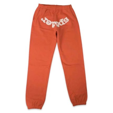 Sp5der Worldwide Rhinestone Web Suit Sweatpants Orange
